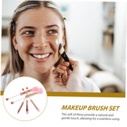 5Pc Diy Rose Gold Handle Makeup Brush Set Blush Brush and Powder Brush for Women'S Cosmetics