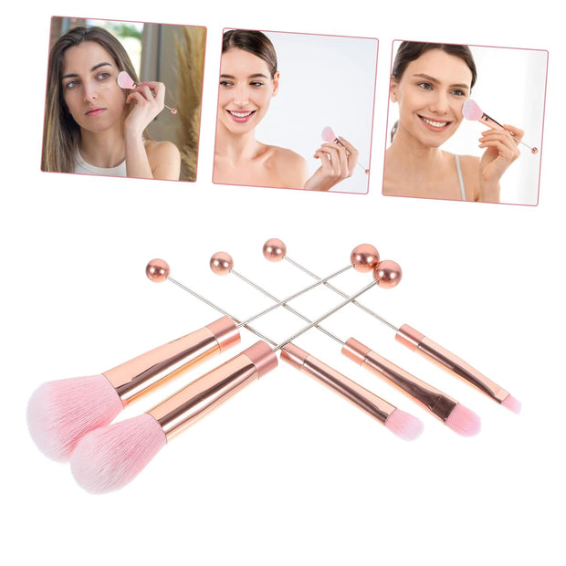5Pc Diy Rose Gold Handle Makeup Brush Set Blush Brush and Powder Brush for Women'S Cosmetics