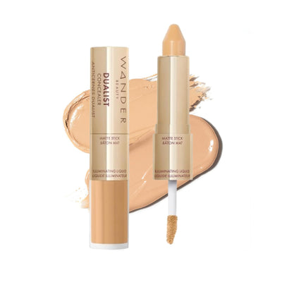 Dualist Matte and Illuminating Concealer Makeup - Medium - Dual-Ended Matte & Liquid Concealer Stick - Full Coverage Formula to Brighten, Firm & Hydrates under Eyes - 0.28 Fl Oz