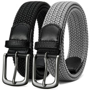 Mens Belts Womens Belts 2 Pack, Stretch Belts Elastic Braided Belts for Casual 1 3/8" (35Mm)
