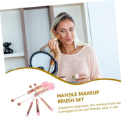 5Pc Diy Rose Gold Handle Makeup Brush Set Blush Brush and Powder Brush for Women'S Cosmetics